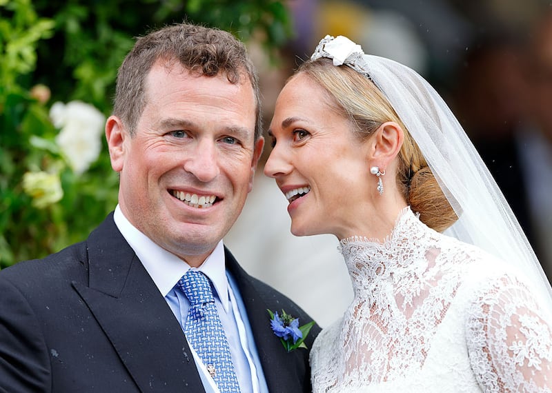 Peter Phillips and Harriet Sperling depart All Saints' Church following their wedding on June 6, 2026 in Kemble, England. Peter Phillips, son of Princess Anne, Princess Royal and eldest grandchild of Queen Elizabeth II, will marry NHS Nurse and writer Harriet Sperling during a ceremony at All Saints' Church in Kemble today. (Photo by Max Mumby/Indigo/Getty Images)
