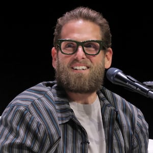 Jonah Hill speaks onstage during SiriusXM Presents SmartLess LIVE