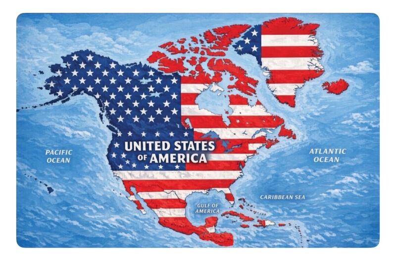 The image of North America posted by Trump on Truth Social.