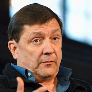 FILE PHOTO: Troy Jackson, of Maine, speaks during a "Fighting Oligarchy" campaign rally with U.S. Senator Bernie Sanders in Portland, Maine, U.S., May 25, 2026. REUTERS/Amanda Sabga/File Photo