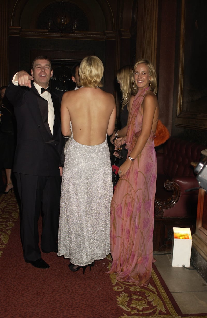 Gemma Kidd, Tania Bryer And Lady Victoria Hervey with Prince Andrew in 2002.