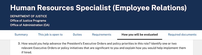 One of the job adverts features a loyalty question.