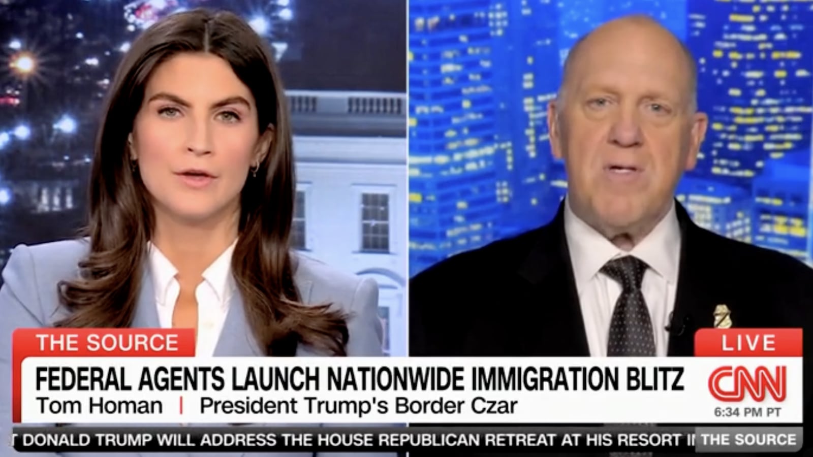 Kaitlan Collins and Tom Homan.