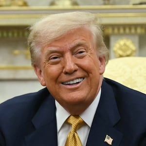 TOPSHOT - US President Donald Trump speaks during a meeting with Bahraini Crown Prince Salman bin Hamad al-Khalifa in the Oval Office of the White House in Washington, DC, on July 16, 2025. (Photo by ANDREW CABALLERO-REYNOLDS / AFP) (Photo by ANDREW CABALLERO-REYNOLDS/AFP via Getty Images)