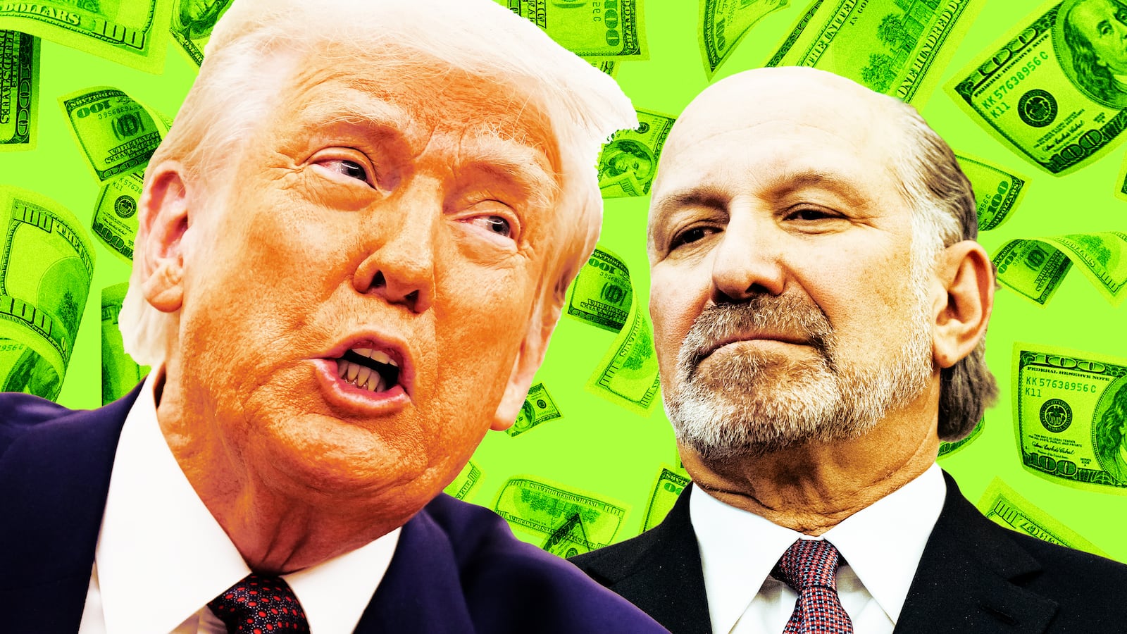 A photo illustration of Donald Trump and Howard Lutnick.