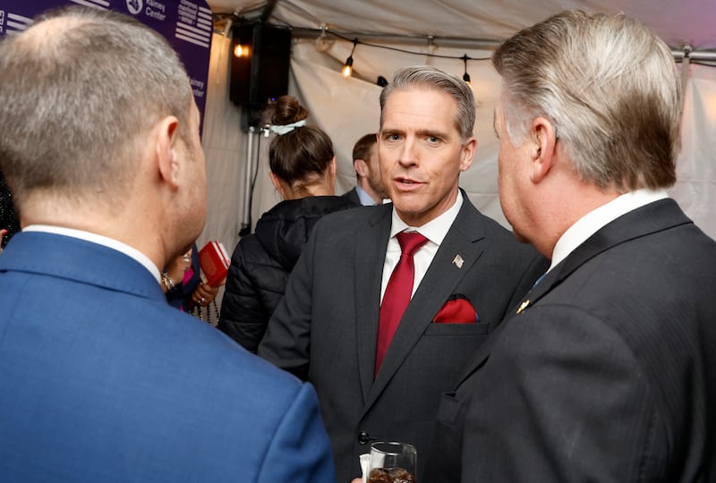 NEW YORK, NEW YORK - DECEMBER 02: Scott Jennings (C) attends the Scott Jennings "A Revolution of Common Sense" Book Launch at the Rainey Center on December 02, 2025 in Washington, DC. (Photo by Paul Morigi/Getty Images Courtesy of the Rainey Center)