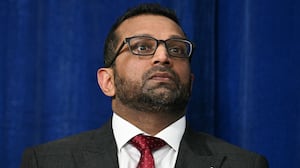 FBI Director Kash Patel looks on as President Donald Trump speaks to the press following U.S. military actions in Venezuela, at his Mar-a-Lago residence in Palm Beach, Florida, on January 3, 2026.