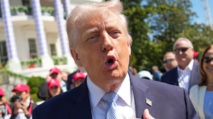 U.S. President Donald Trump speaks to the media as he attends the White House Easter Egg Roll on the South Lawn of the White House on April 06, 2026 in Washington, DC.