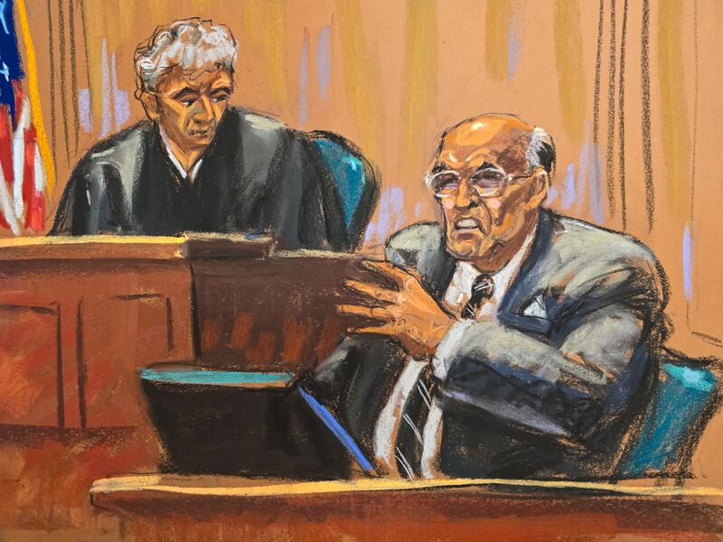 Rudy Giuliani testifies at a hearing.
