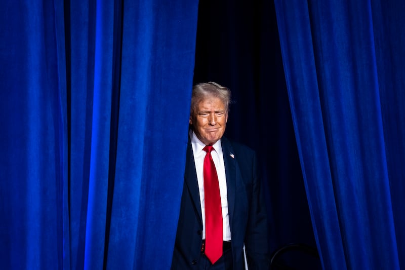 West Palm Beach, FL - November 6 : Republican presidential nominee former President Donald Trump walks out on stage after being declared the winner during an election night watch party at the Palm Beach County Convention Center in West Palm Beach, Florida in the early hours of Wednesday, Nov. 06, 2024. (Photo by Jabin Botsford/The Washington Post via Getty Images)
