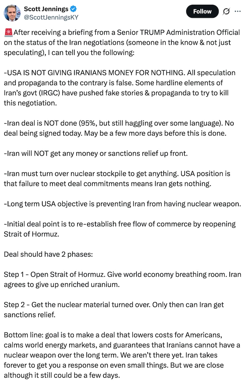 Screenshot of Scott Jennings’ X post.