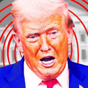 A photo illustration of Donald Trump during his 80-minute rambling speech.