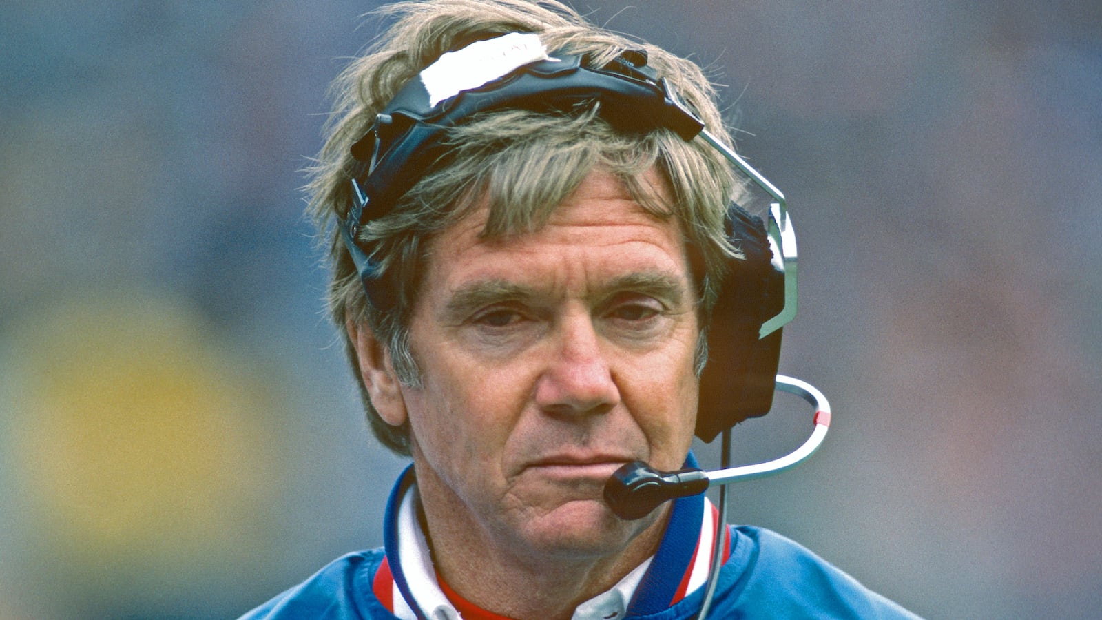 Head coach Raymond Berry of the New England Patriots looks on from the sideline during a game against the Cleveland Browns at Cleveland Municipal Stadium on October 6, 1985 in Cleveland, Ohio. The Browns defeated the Patriots 24-20.