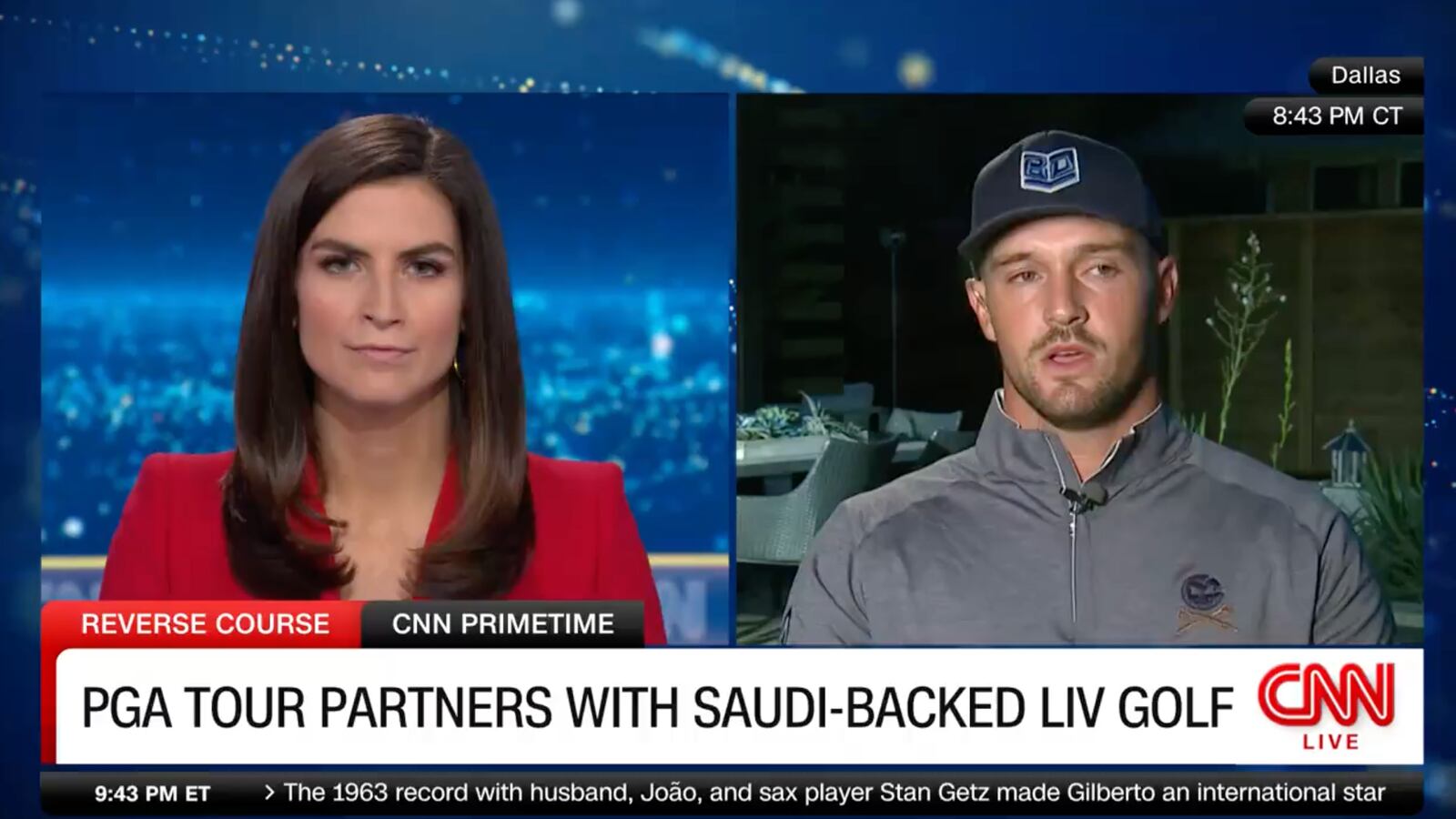 Kaitlan Collins interviewing Bryson DeChambeau on CNN.