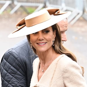 Catherine, Princess of Wales, and Prince William, Prince of Wales, attend the Wedding of Peter Phillips and Harriet Sperling, held at All Saints Church in 2026.