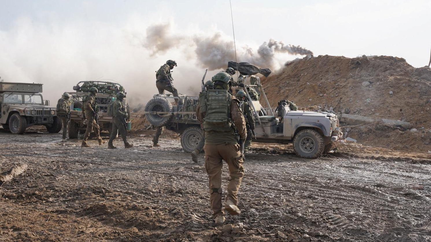 Israeli soldiers operate in Gaza amid the ongoing conflict between Israel and the Palestinian Islamist group Hamas, in this handout picture released on Dec. 14, 2023.