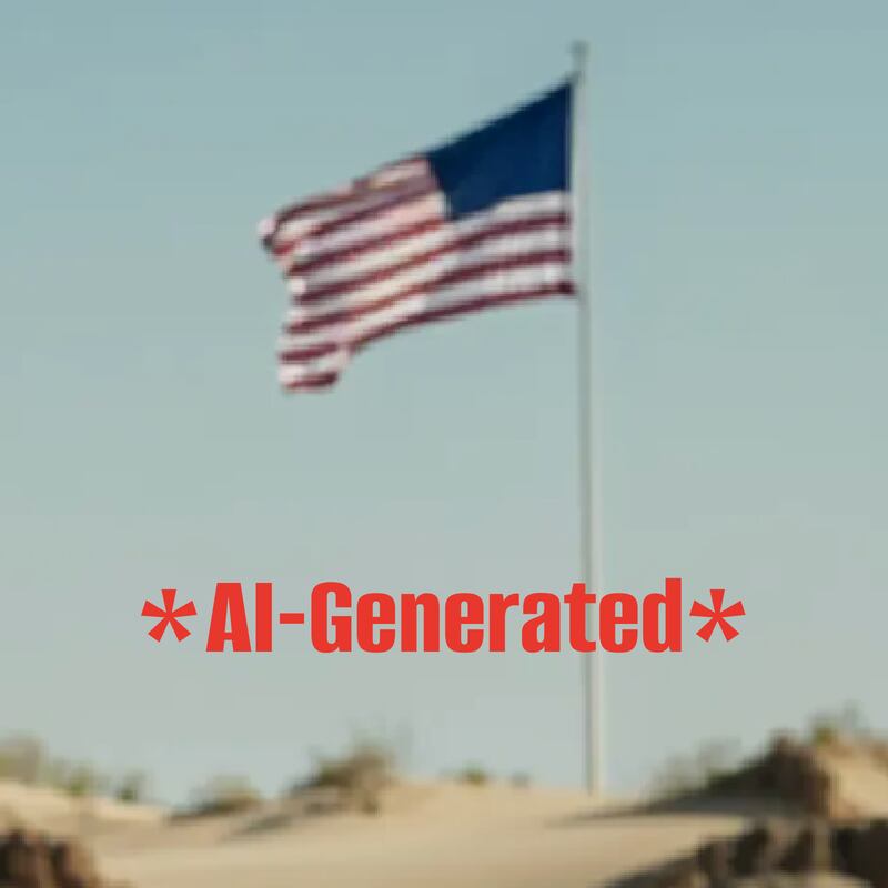 The AI-generated photo of the Star-Spangled Banner missing its, um, stars, from TrumpRx.gov.