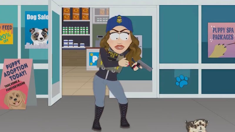 End credits scene of South Park 'Got a Nut' episode.