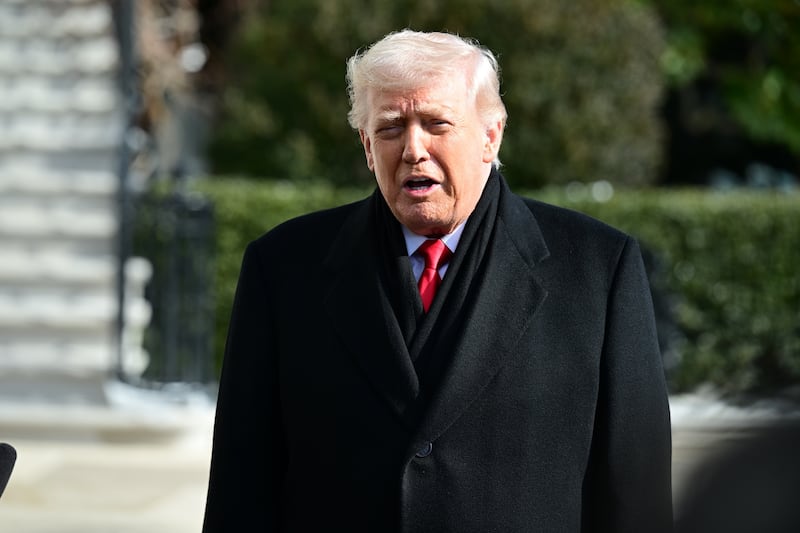 President Donald Trump speaks to reporters prior to departing the White House in Washington, DC, United States on January 27, 2026.