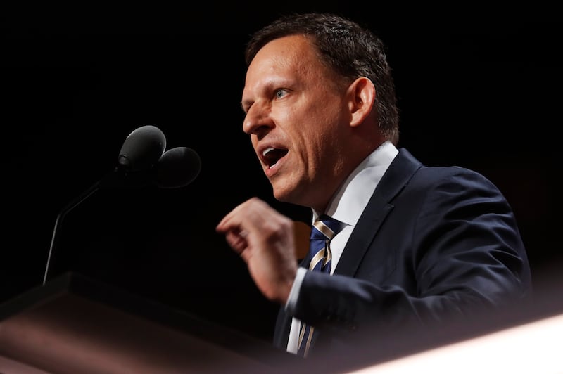 Paypal co-founder Peter Thiel speaks at the Republican National Convention in Cleveland, Ohio, U.S., July 21, 2016.