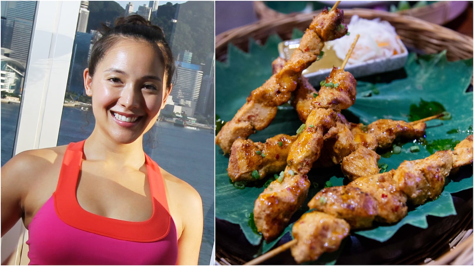 Briohny Smyth and Chicken Skewers side-by-side