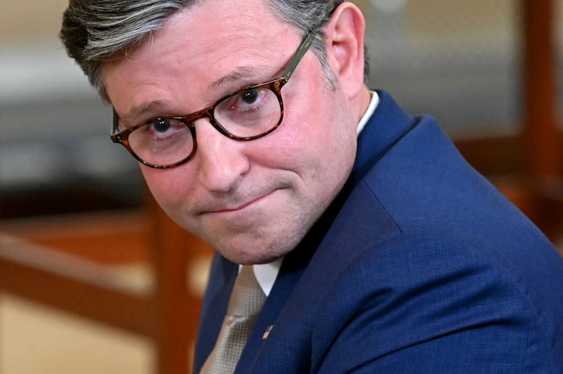 US Speaker of the House Mike Johnson at the White House. (Photo by SAUL LOEB / AFP) (Photo by SAUL LOEB/AFP via Getty Images)