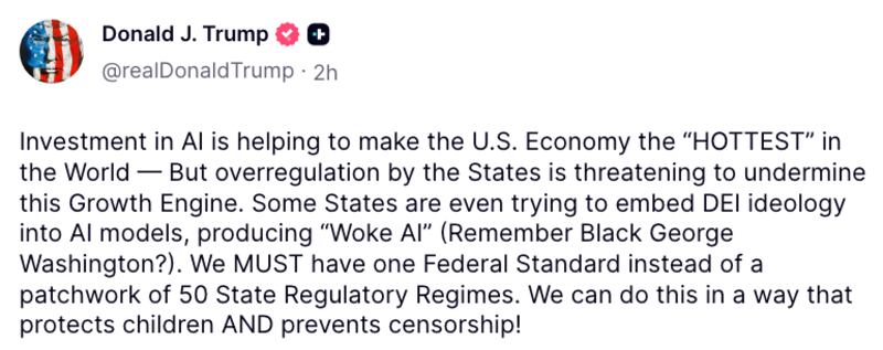 Truth Social post from Trump