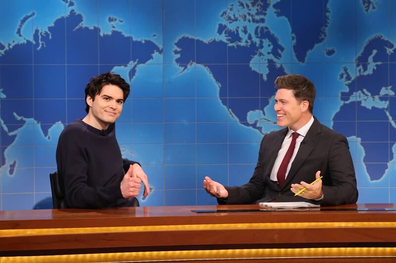Michael Longfellow, pictured with Colin Jost, had tested for the Weekend Update chair before being let go.