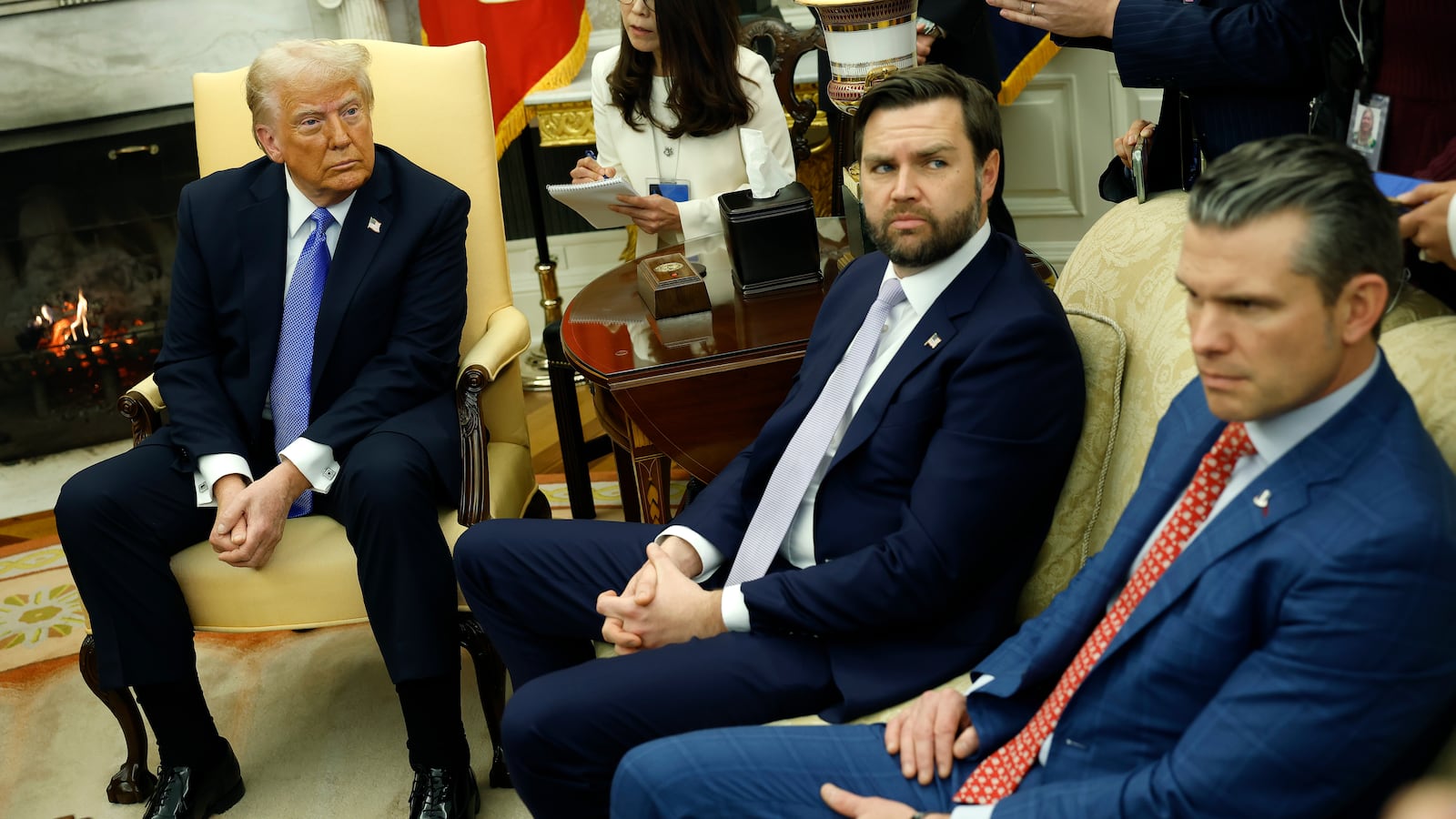 Pete Hegseth, Donald Trump and JD Vance.