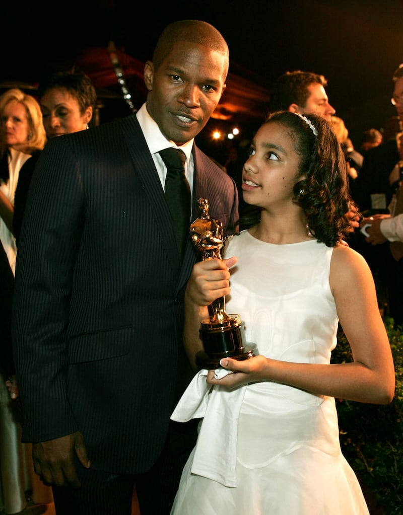 Actor Jamie Foxx (L) and his daughter Corrine at the 77th annual Academy Awards in 2005.