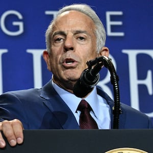 Nevada Governor Joe Lombardo (R) speaks as US President Donald Trump looks on during an event where Trump is promoting his administration's recent tax-relief initiative at Red Rock Casino Resort and Spa in Las Vegas, Nevada, on August 5, 2026. (Photo by Jim WATSON / AFP via Getty Images)