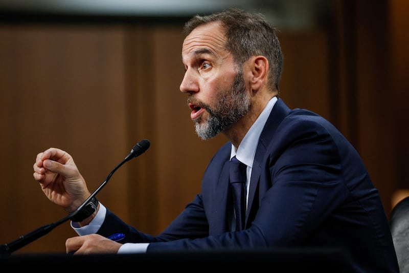 Jack Smith, former special counsel at the Justice Department, testifies before a Senate Judiciary Committee hearing on Capitol Hill in Washington, D.C., US, September 29, 2026.