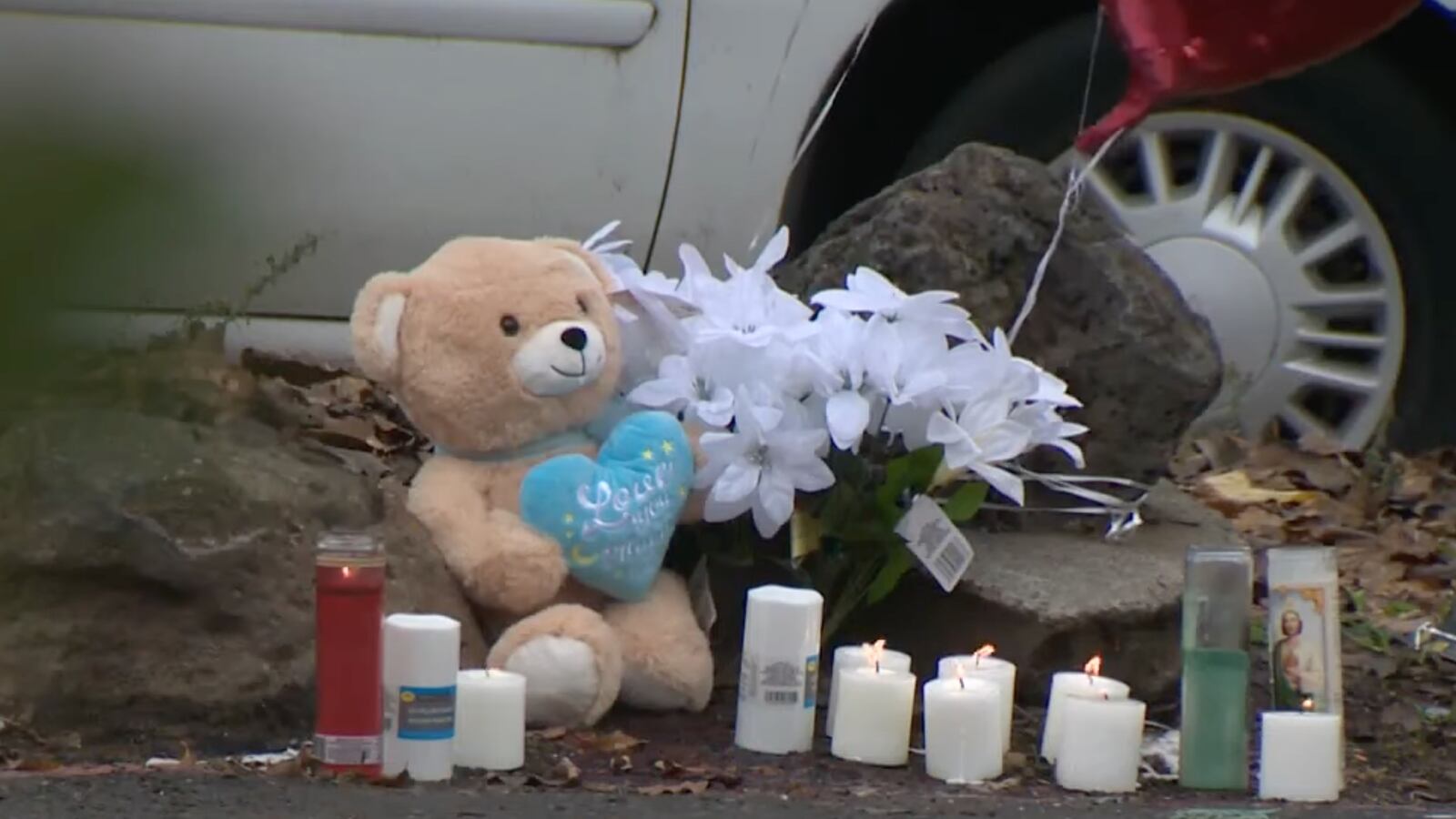 A memorial to Keith Frierson, the 10-year-old boy shot by another boy on Saturday.