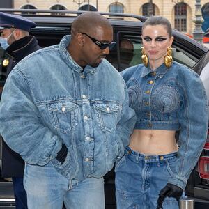 Kanye West and Julia Fox are seen on January 23, 2022 in Paris, France