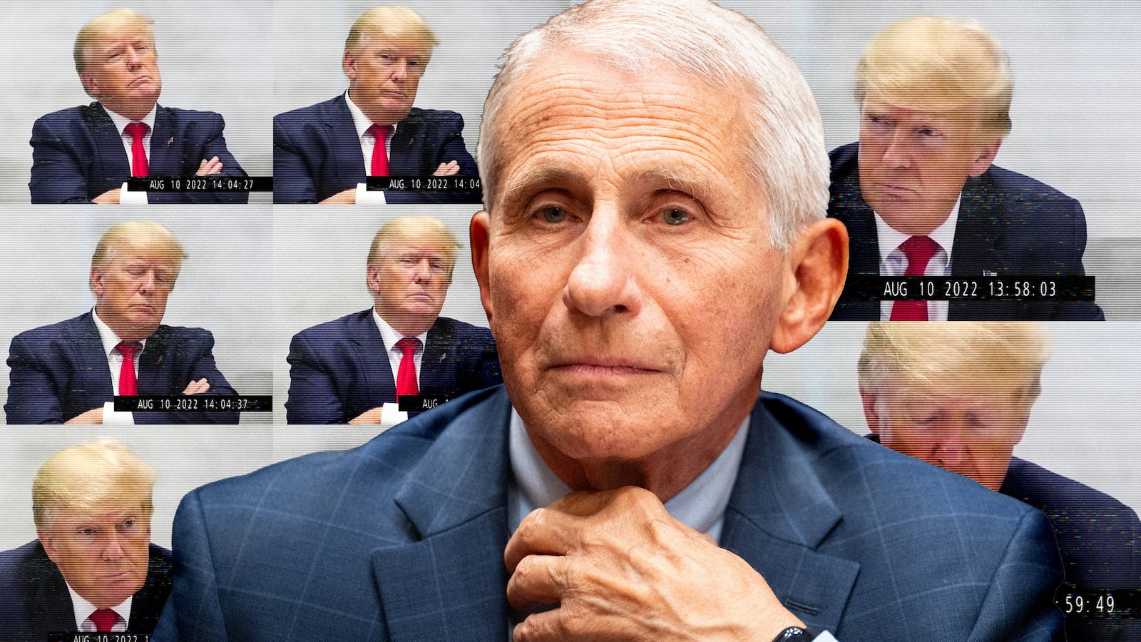 A photo illustration of Dr. Anthony Fauci and Donald Trump during his
deposition vs New York Attorney General (NYAG) Letitia James on August 10, 2022.