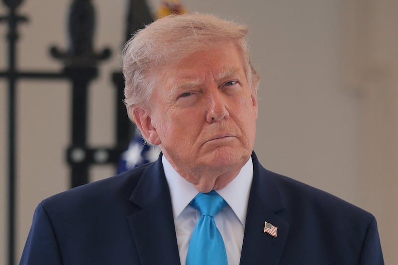 U.S. President Donald Trump looks on on the day he makes an announcement on Freedom Haulers, an initiative to open pathways for military veterans to become commercial truck drivers, during an event at the White House in Washington, D.C., U.S., July 30, 2026.