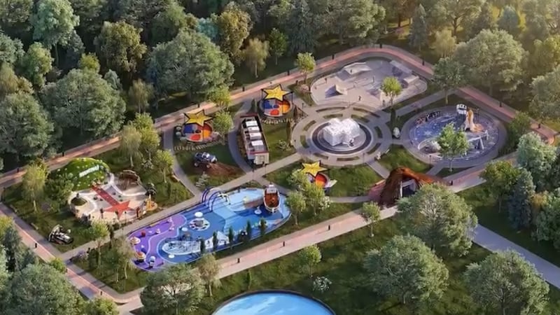 An aerial view of Donald Trump park in Bucharest