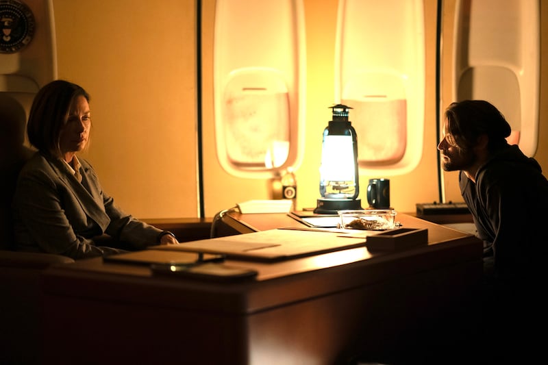 Sinatra (Julianne Nicholson) and Link (Thomas Doherty) come face to face in the penultimate episode of “Paradise.”