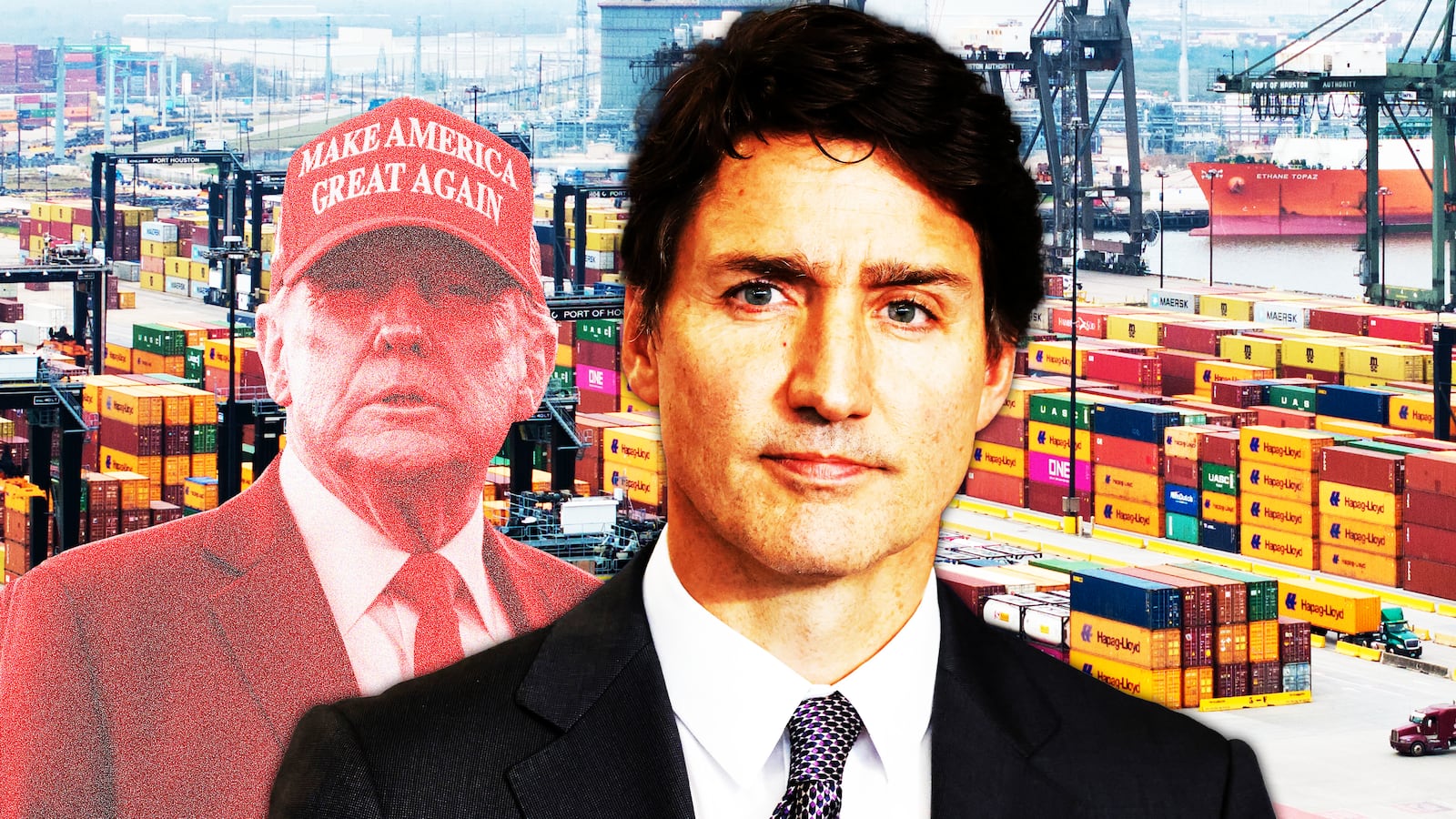 Justin Trudeau, Donald Trump illustration