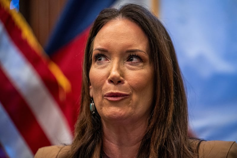 Secretary of Agriculture Brooke Rollins speaks during a press conference to address the plan to deal with a New World screwworm problem, in Austin, Texas, U.S., August 15, 2025.