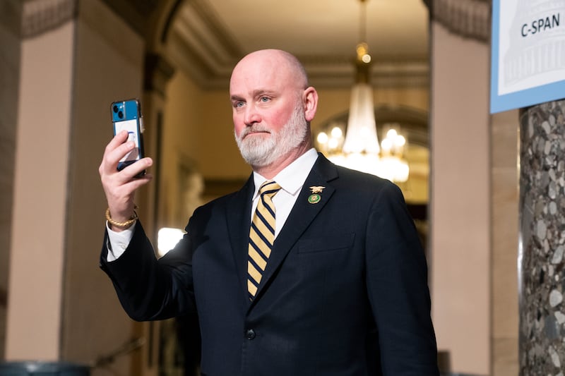 UNITED STATES - FEBRUARY 7: Rep. Derrick Van Orden, R-Wisc., is seen in the U.S. Capitol on the day of President Bidens State of the Union address on Tuesday, February 7, 2023. (Tom Williams/CQ-Roll Call, Inc via Getty Images)