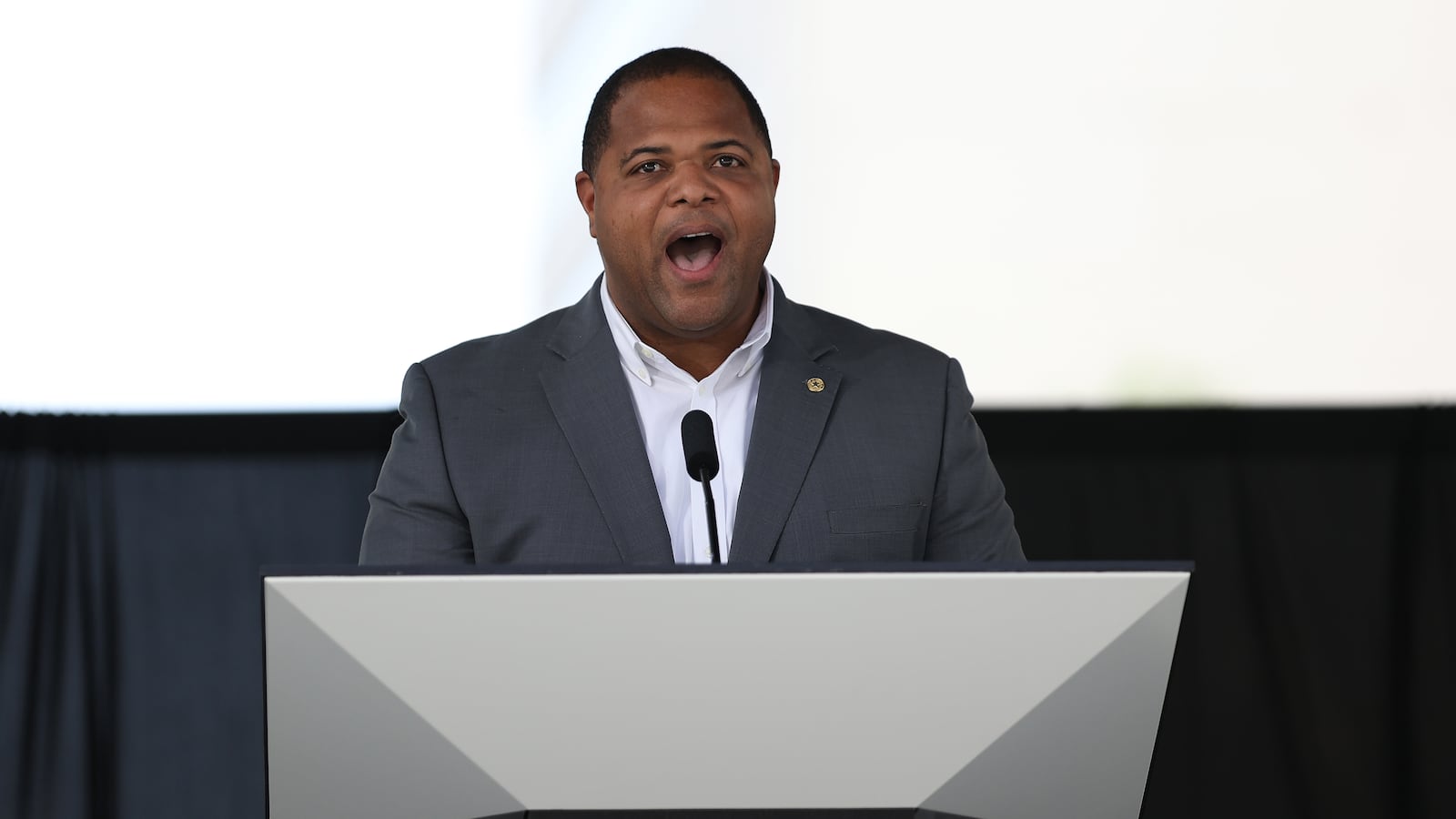 Mayor of Dallas Eric Johnson speaks during the FIFA World Cup 2026 Host City Announcement