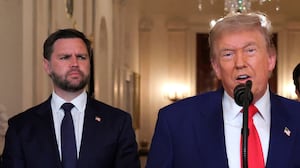 President Donald Trump addresses the nation, alongside US Vice President JD Vance (L), US Secretary of State Marco Rubio (2nd R), and US Secretary of Defense Pete Hegseth (R), from the White House in Washington, DC on June 21, 2025, following the announcement that the US bombed nuclear sites in Iran.