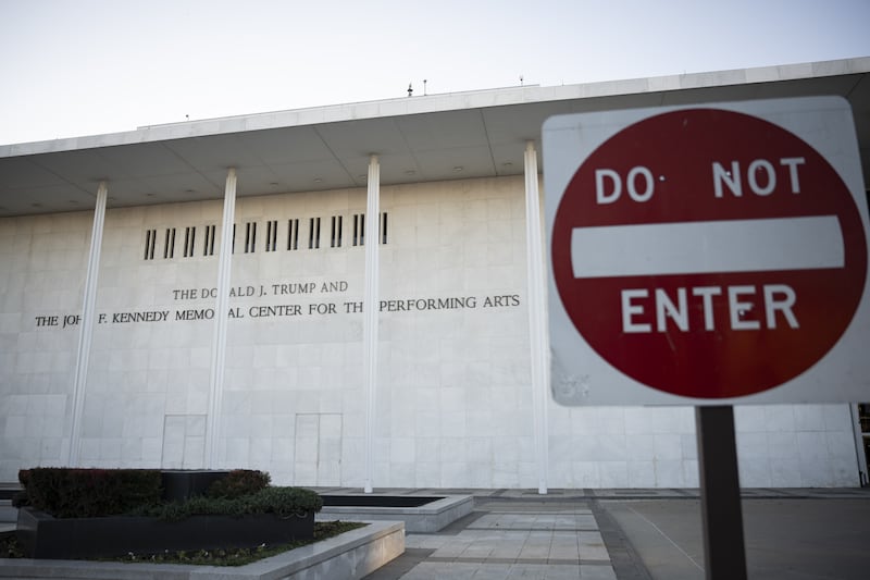 A view of the John F. Kennedy Center for the Performing Arts which was recently renamed the 'The Donald J. Trump and John F. Kennedy Memorial Center for the performing arts' in Washington, DC on December 29, 2025.