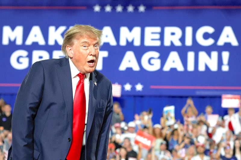 U.S. President Donald Trump speaks during a campaign rally for U.S. Senator Darline Graham (R-SC) at the Myrtle Beach Convention Center in Myrtle Beach, South Carolina, U.S., August 21, 2026.