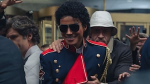 Jaafar Jackson as Michael Jackson and KeiLyn Durrel Jones as Bill Bray in Michael. Photo Credit: Glen Wilson/Lionsgate