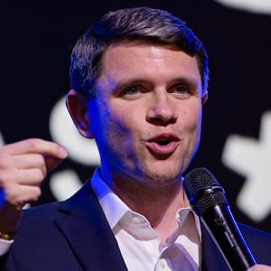 Texas Senate candidate James Talarico (D-TX) speaks at a campaign rally on March 2, 2026, in Houston, Texas.