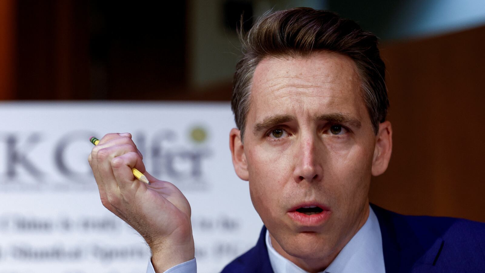 U.S. Senator Josh Hawley (R-MO) listens during a Senate Homeland Security and Governmental Affairs Committee hearing on Capitol Hill