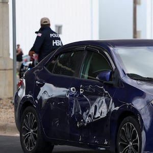 A damaged Toyota car after Congressman Greg Casar (D-TX) said that a US Immigration and Customs Enforcement (ICE) agent shot a person earlier in the day in Austin, Texas, US September 20, 2026.  REUTERS/Shahrzad Rasekh