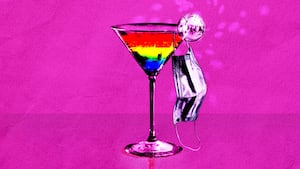 LGBQTA cocktail with a mask.